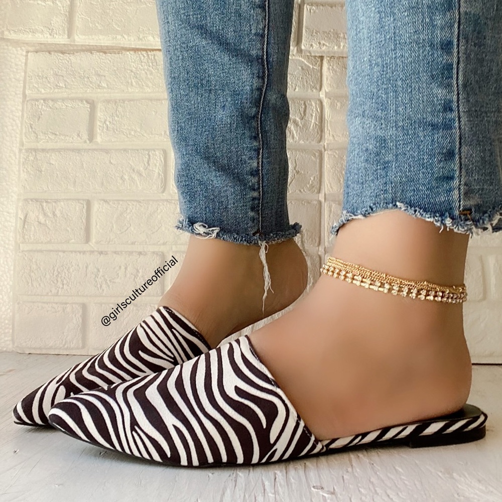 4PK - Zebra Faux Suede Flats